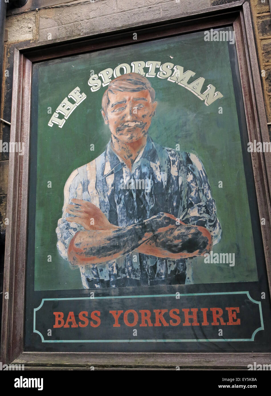 Das Sportsman Pub Schild, Bass Yorkshire, Huddersfield, West Riding, England, UK Stockfoto