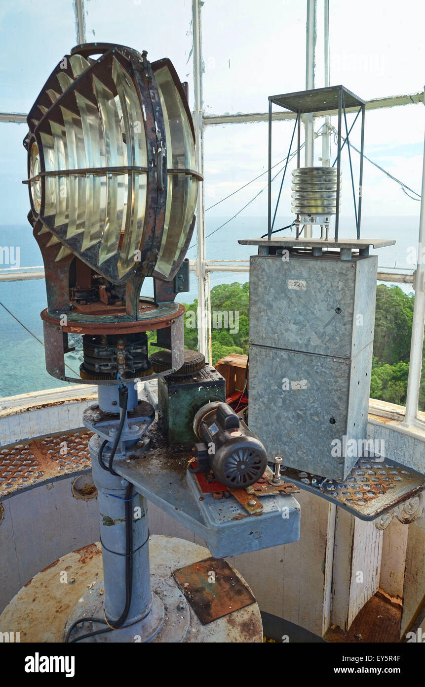 Leuchtturm-Lampe in Lengkuas Insel Stockfoto