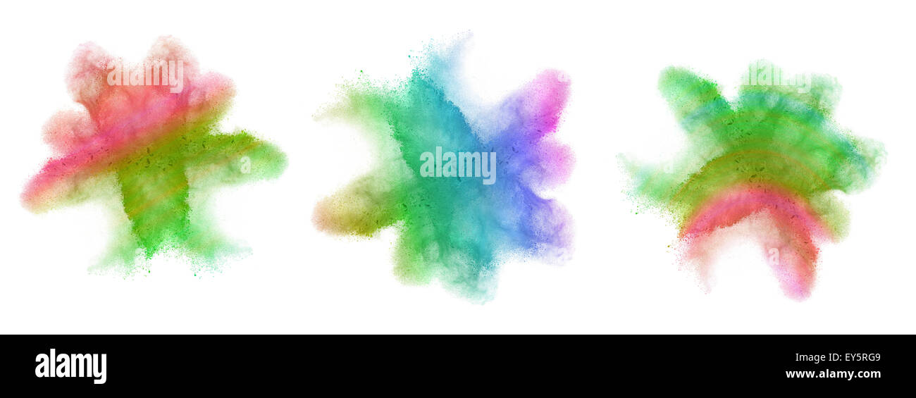 Gradient Farbpulver Splash isoliert auf weiss Stockfoto