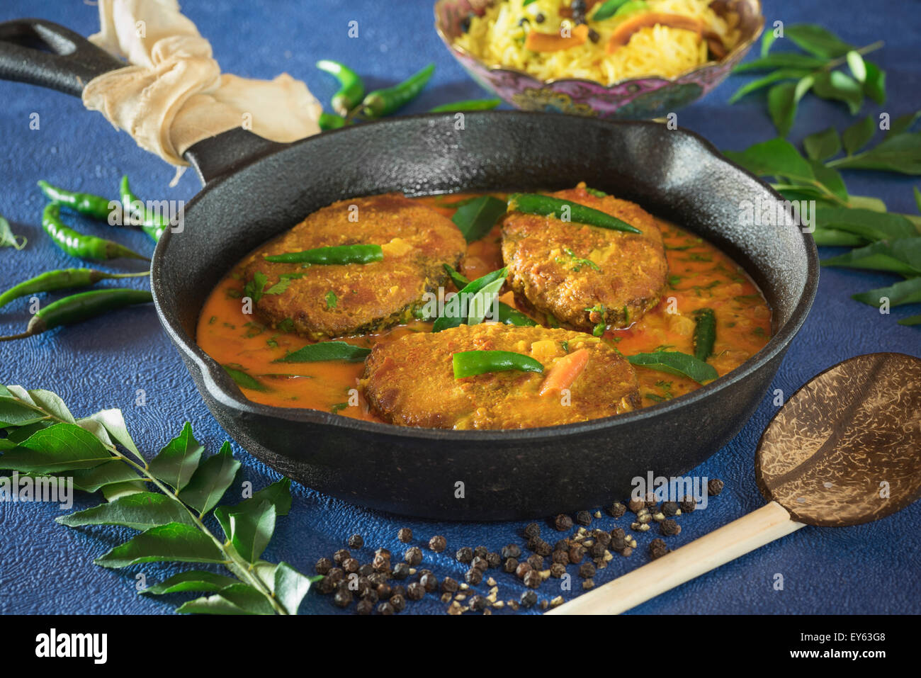 Südindische Fisch Curry. Indien-Essen Stockfoto