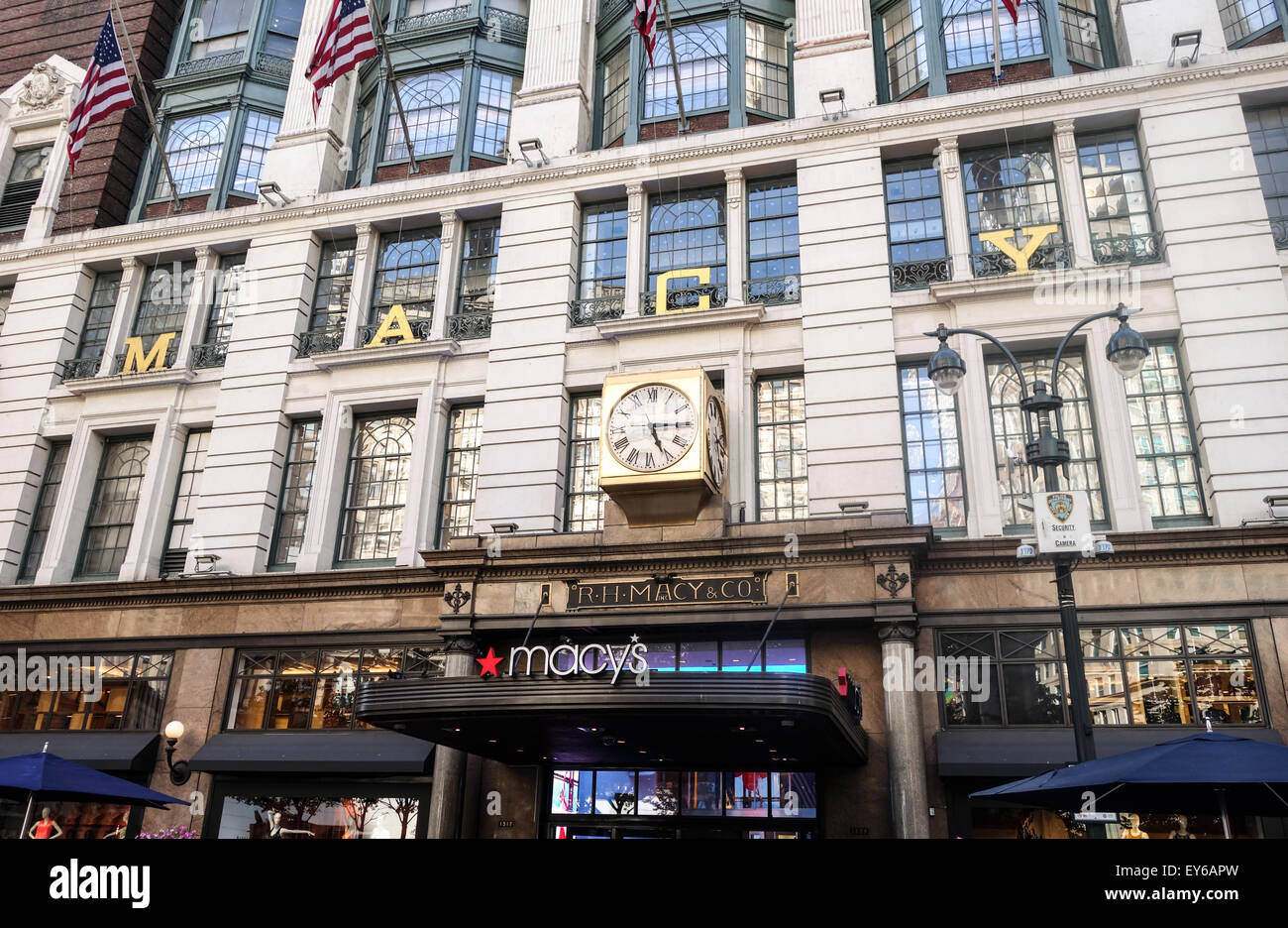 Kaufhaus Fassade Eintrag Macys am Herald Square, Manhattan, New York City, USA Stockfoto