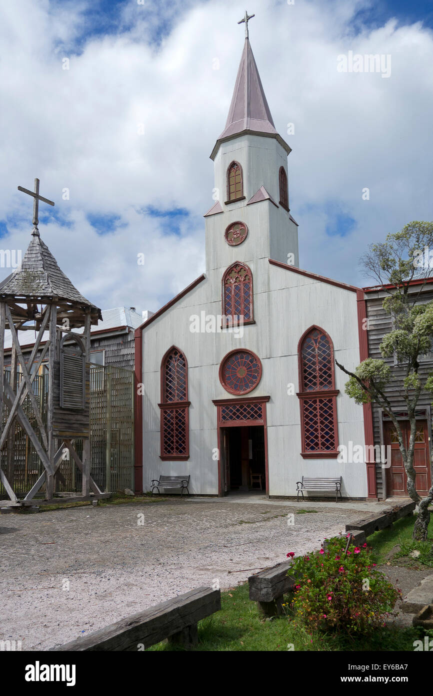 Traditionelle Chiloé Kirche. Ancud. Insel Chiloé. Chile Stockfoto