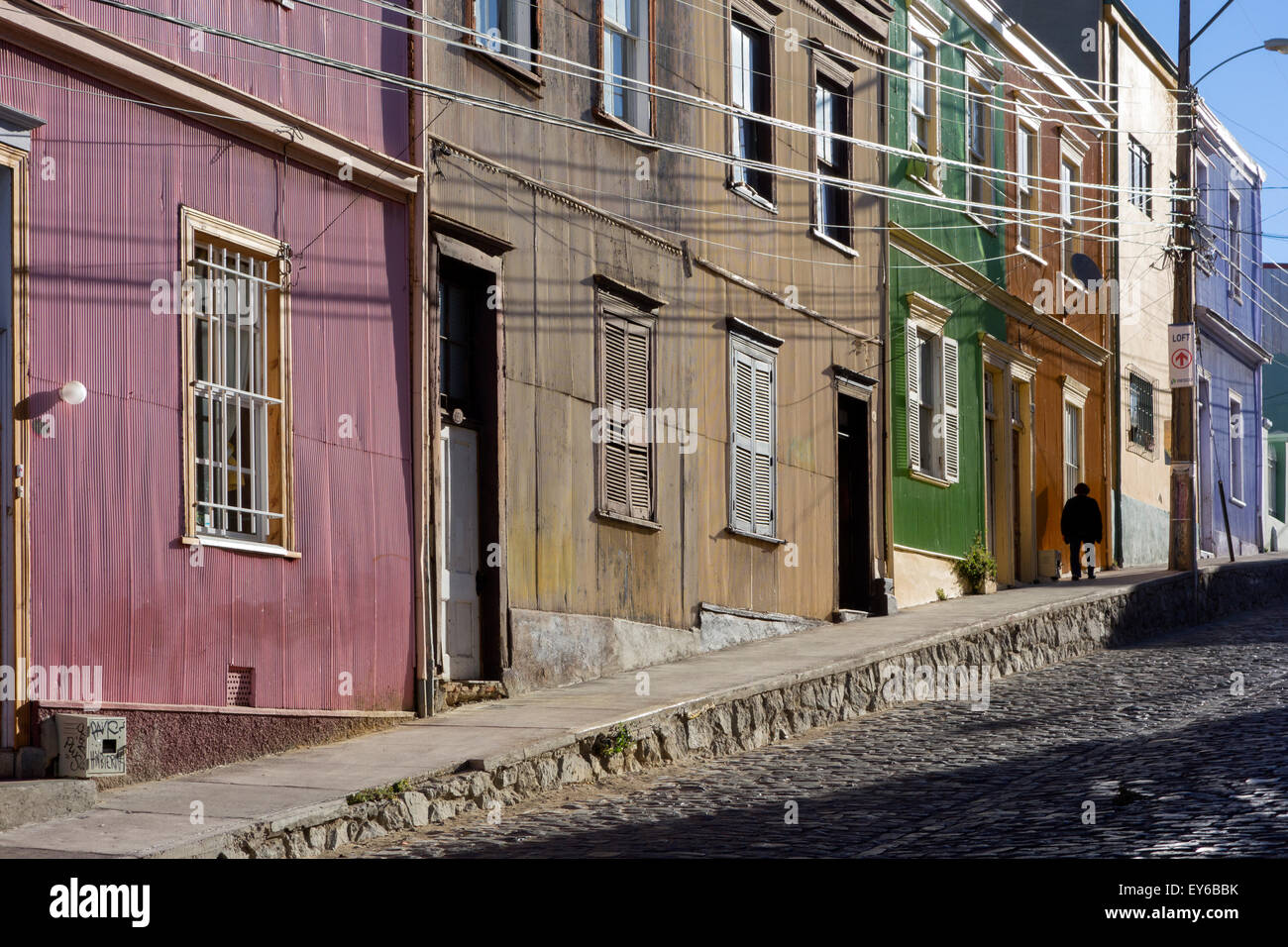 Bunt bemalten Häusern. Valparaiso. Chile Stockfoto