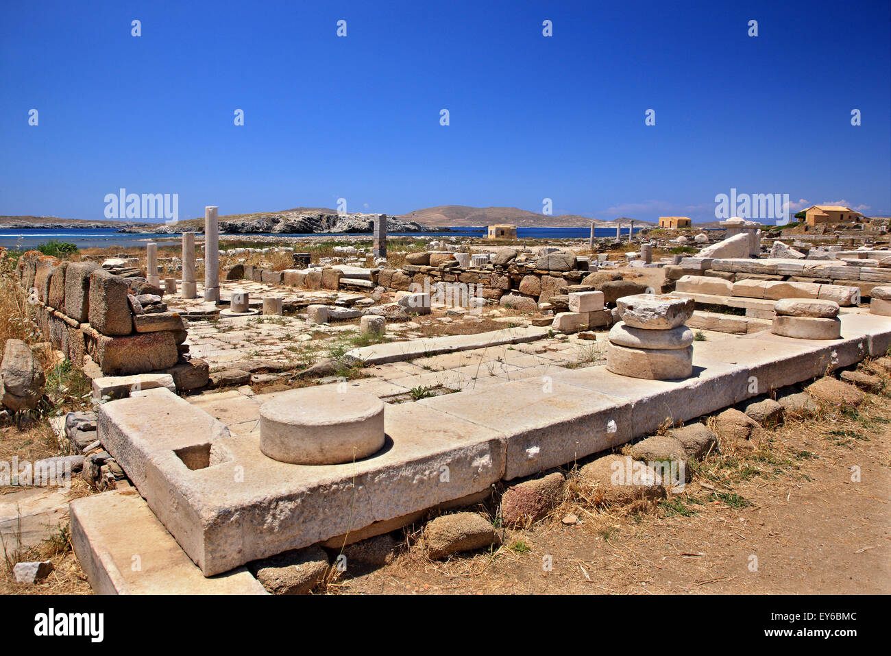 In der archäologischen Stätte von der "Heilige" Insel Delos. Kykladen, Griechenland. Stockfoto