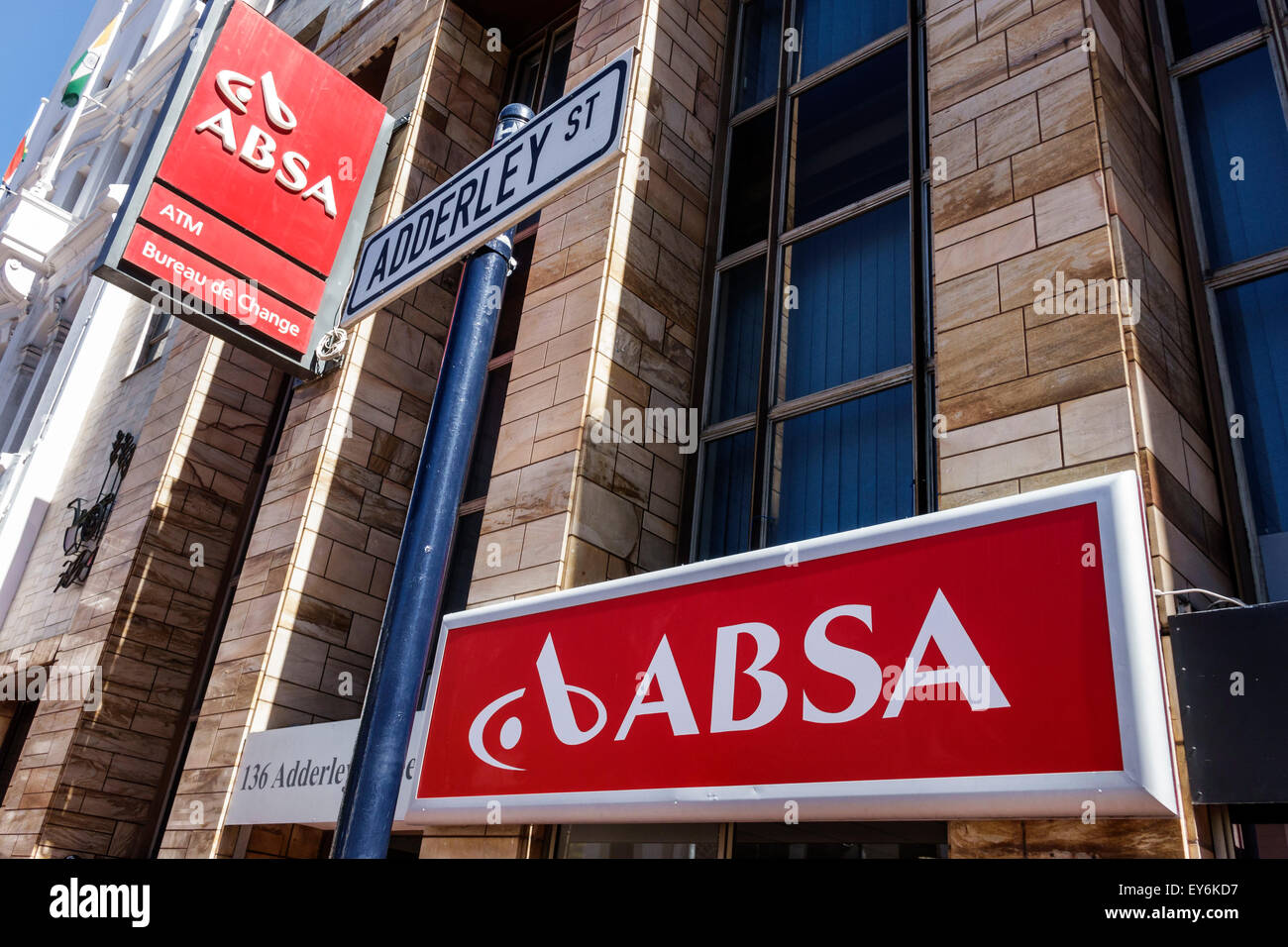 Kapstadt Südafrika, Stadtzentrum, Zentrum, Adderley Street, ABSA, Bank, Schild, SAfri150309054 Stockfoto