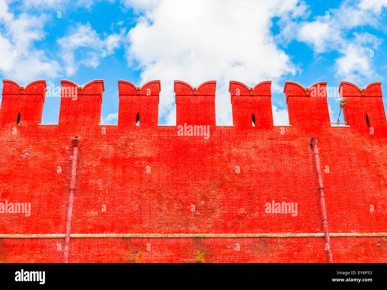 Roten Backsteinmauer des Moskauer Kremls Stockfoto
