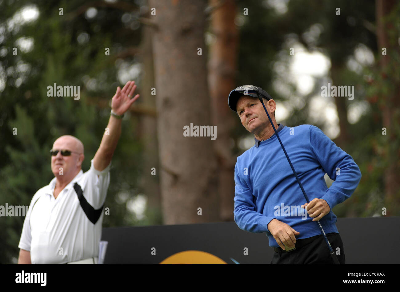 Sunningdale, UK. 22. Juli 2015. Aktion aus der Praxis für die Senior Open Championship im Sunningdale Golf Club am 22. Juli 2015 in Sunningdale, England. © David Stockfoto