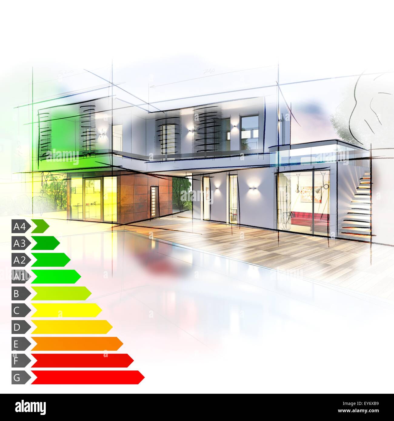 Villa Energieausweis Stockfoto