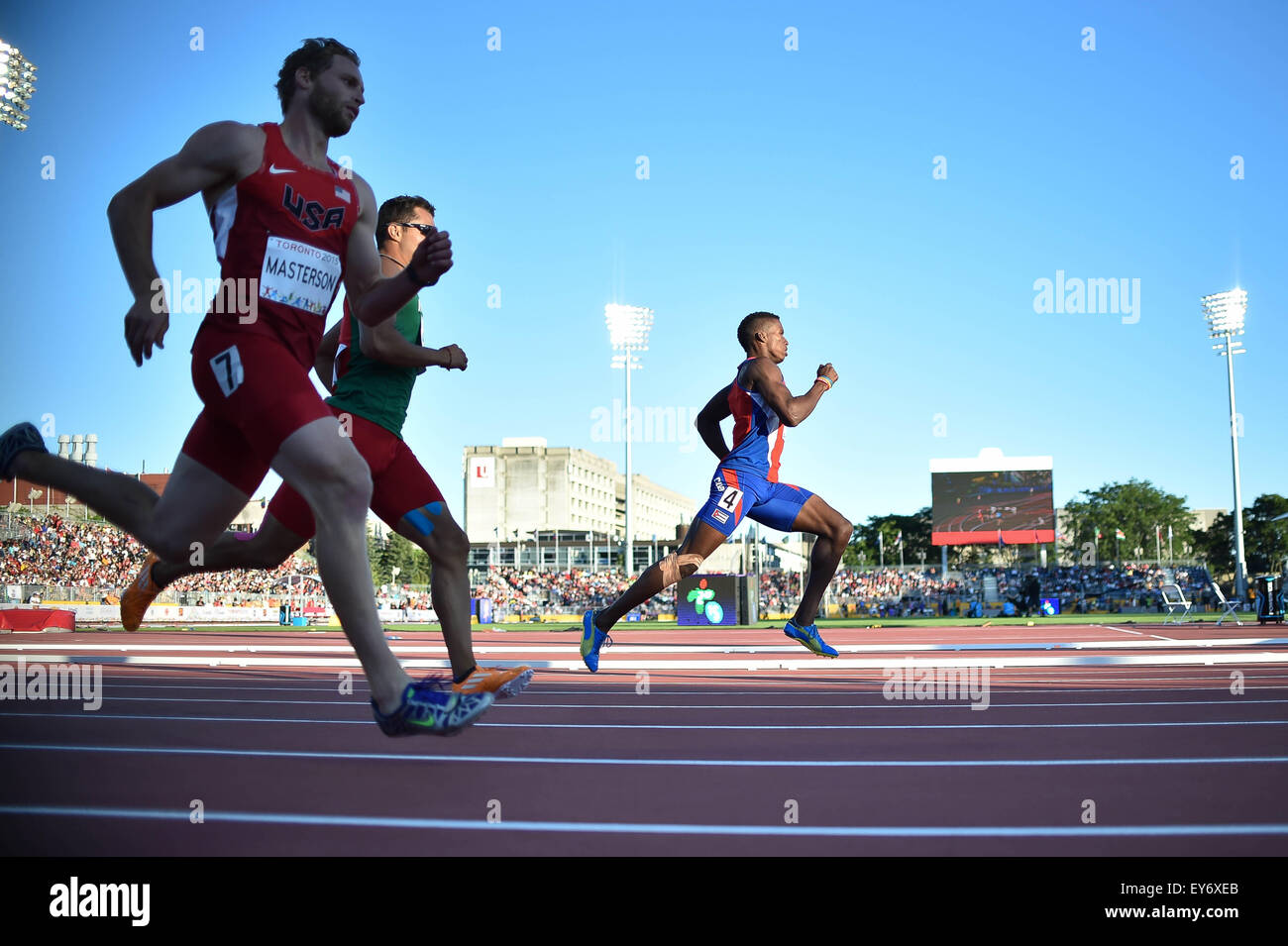 Toronto, Ontario, Kanada. 22. Juli 2015. Der 400m Rennen Teil der Mens Zehnkampf bei den Toronto 2015 Pan Am Games. Bildnachweis: ZUMA Press, Inc./Alamy Live-Nachrichten Stockfoto