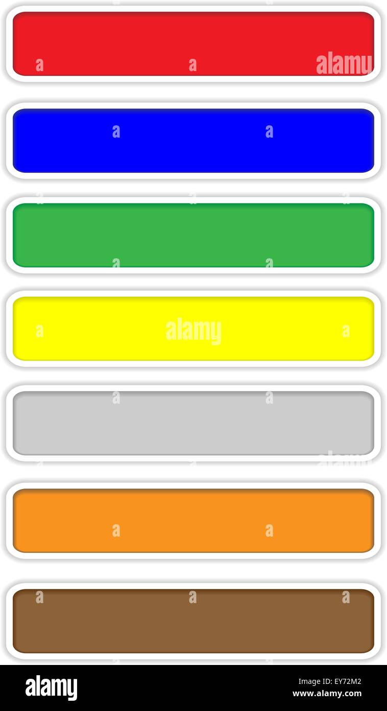 Farbe-Web-Schaltflächen mit weißem Rand auf weißem Hintergrund Stock Vektor