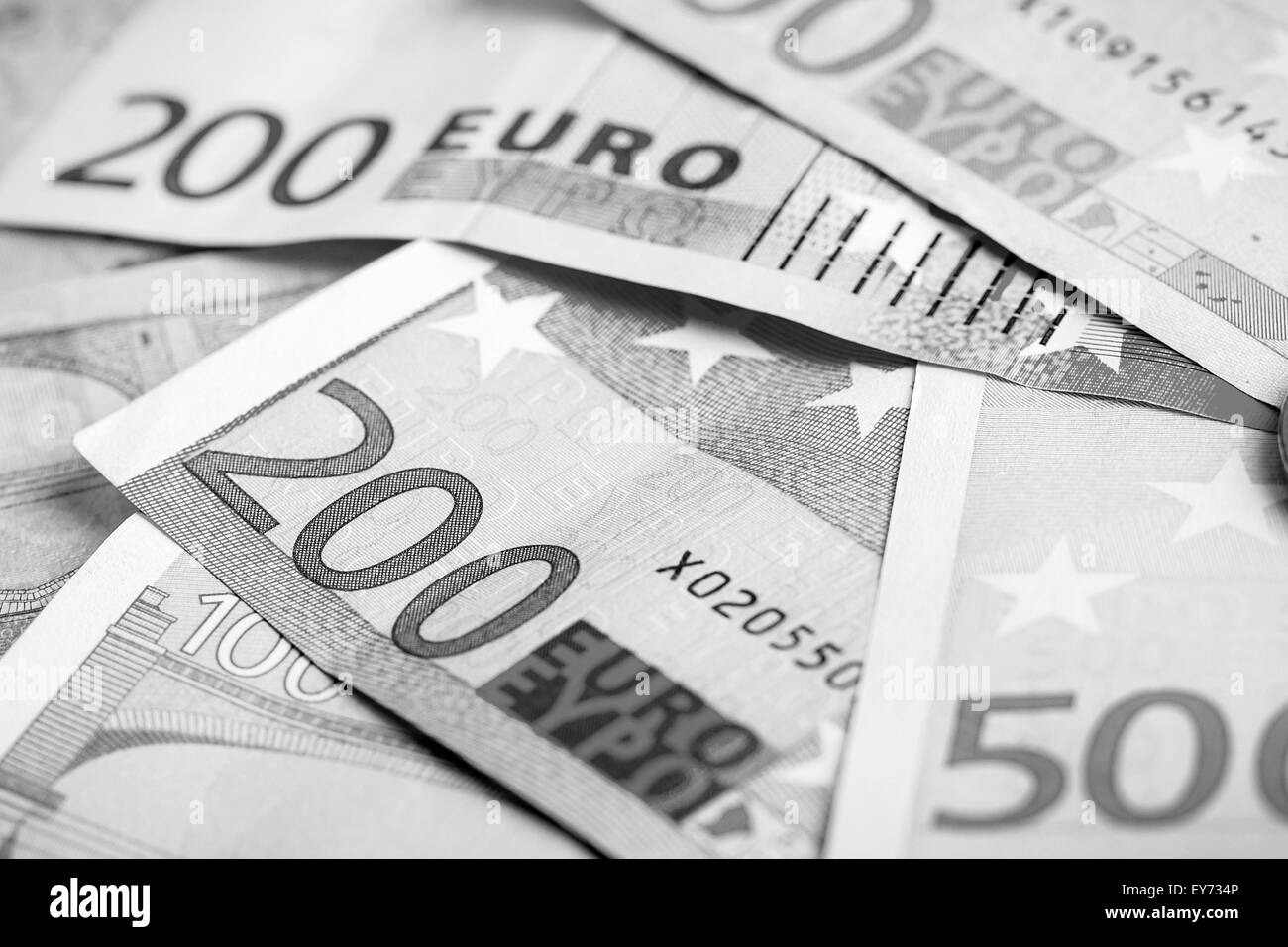 Euro Geld: Nahaufnahme von Banknoten Stockfoto
