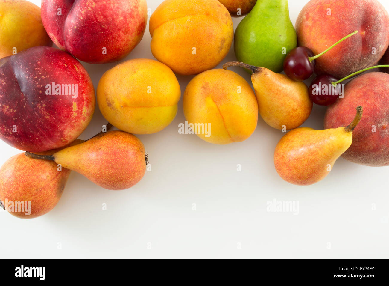 Frische natürliche Frucht Hintergrund mit Exemplar Stockfoto