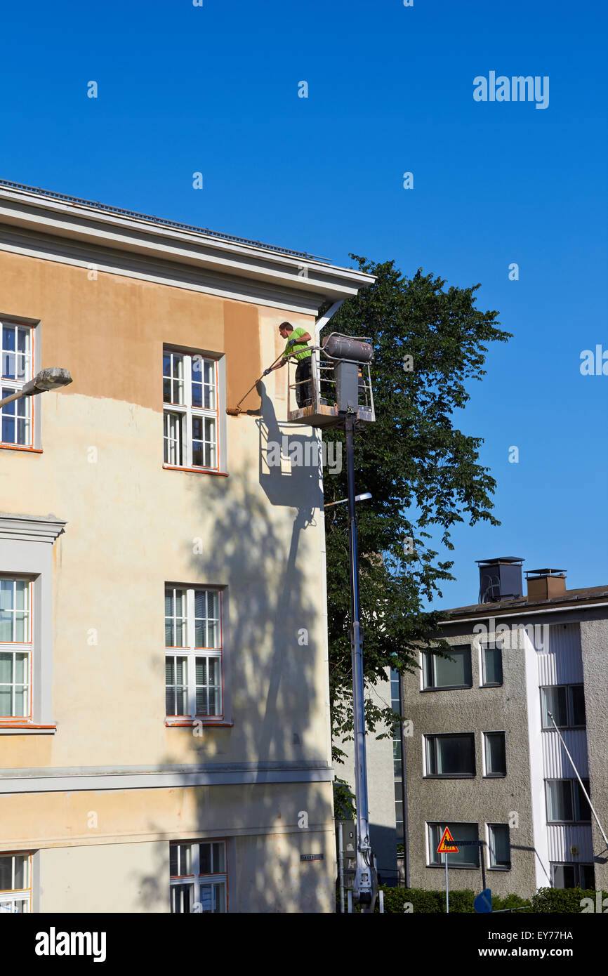 Mann Malerei Wand, Lappeenranta, Finnland Stockfoto
