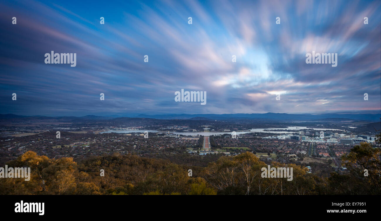 Sunst Blick auf Canberra, die Hauptstadt von Australien Stockfoto
