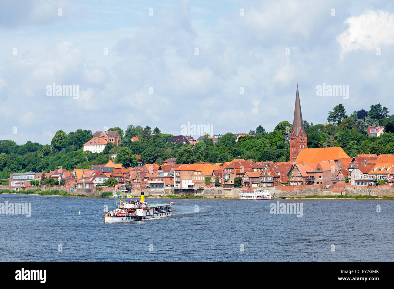 Raddampfer ´Kaiser Wilhelm´, Lauenburg, Fluss Elbe, Schleswig-Holstein, Deutschland Stockfoto