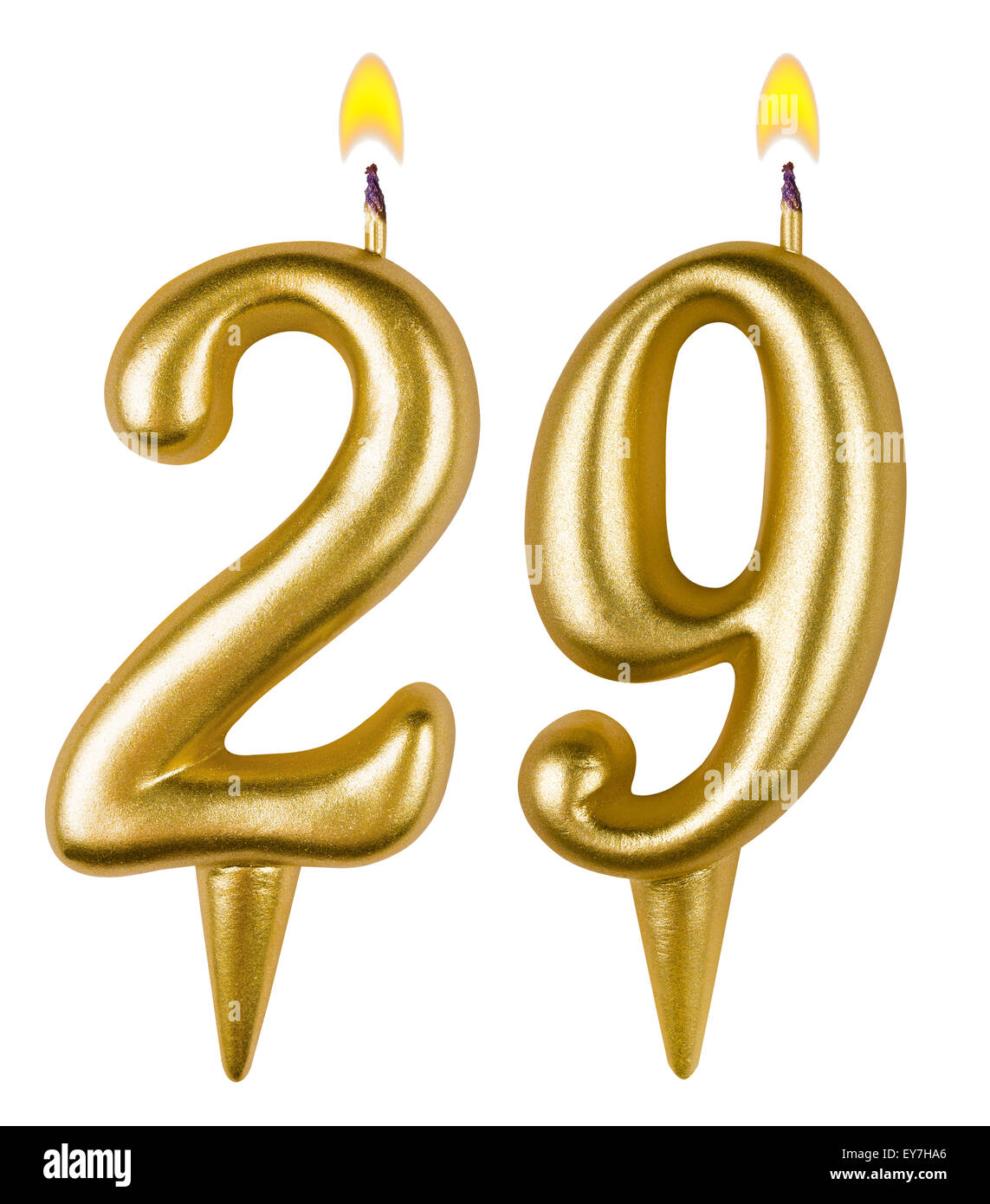 Geburtstagskerzen Nummer neunundzwanzig isoliert auf weißem Hintergrund Stockfoto