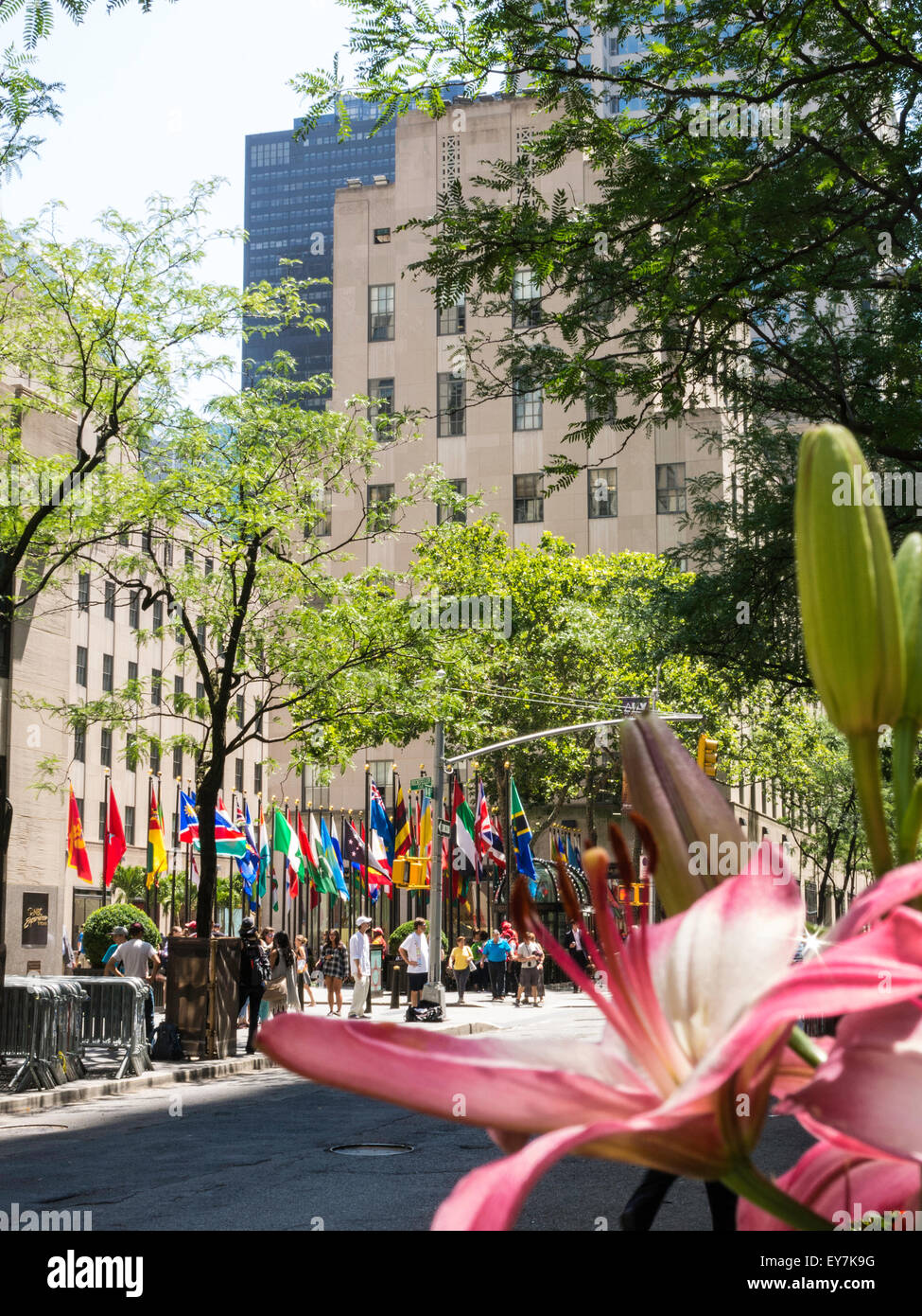 Rockefeller Center Plaza von W. 49th Street, NYC Stockfoto