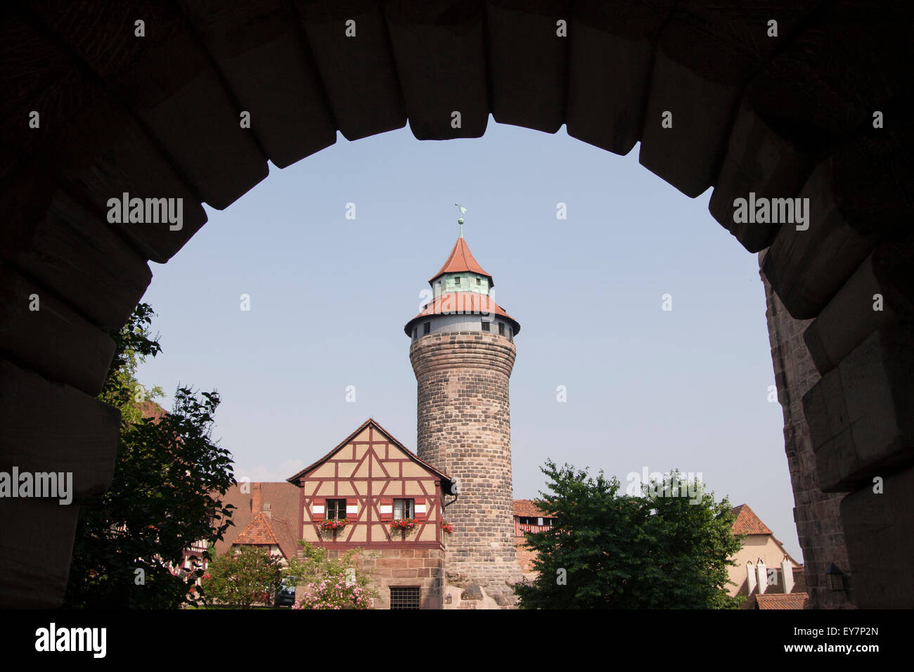 Mittelalterliche Burg Torturm Sinwellturm Nürnberg Stockfoto