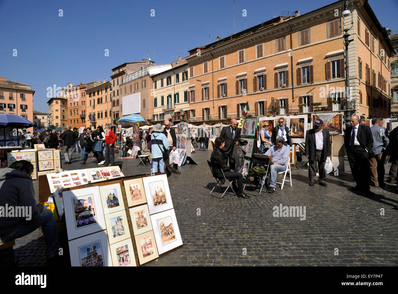 Italien, Rom, Piazza Navona, Maler-Verkäufer Stockfoto