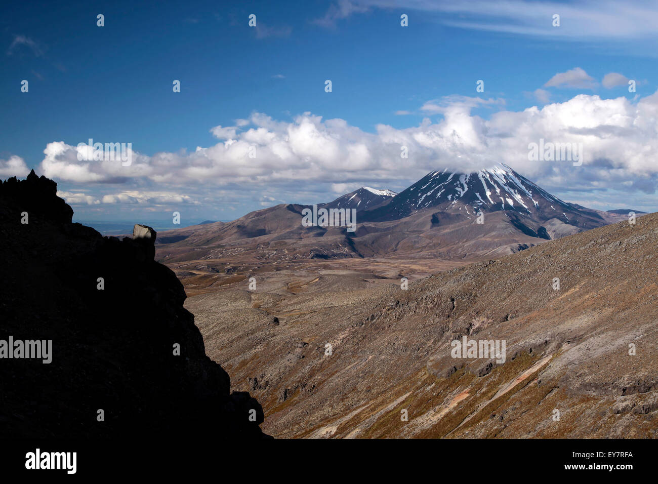 Karge Landschaft am Mount Ruapehu, Tongariro Nationalpark, Manawatu-Wanganui, Neuseeland Stockfoto