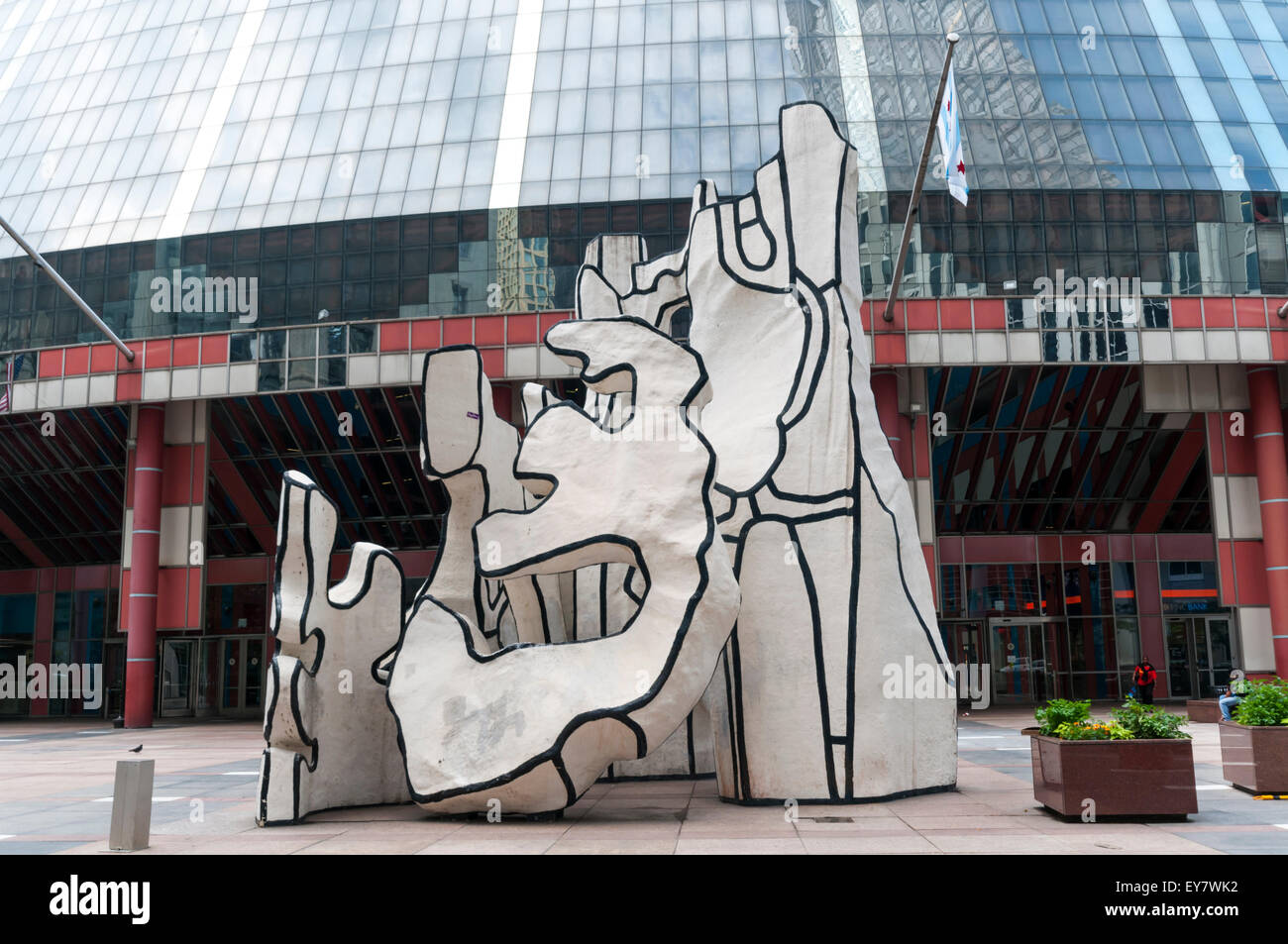 Denkmal mit stehenden Tier von Jean Dubuffet in Chicago. Liebevoll bekannt als Snoopy in einen Mixer geben. Stockfoto