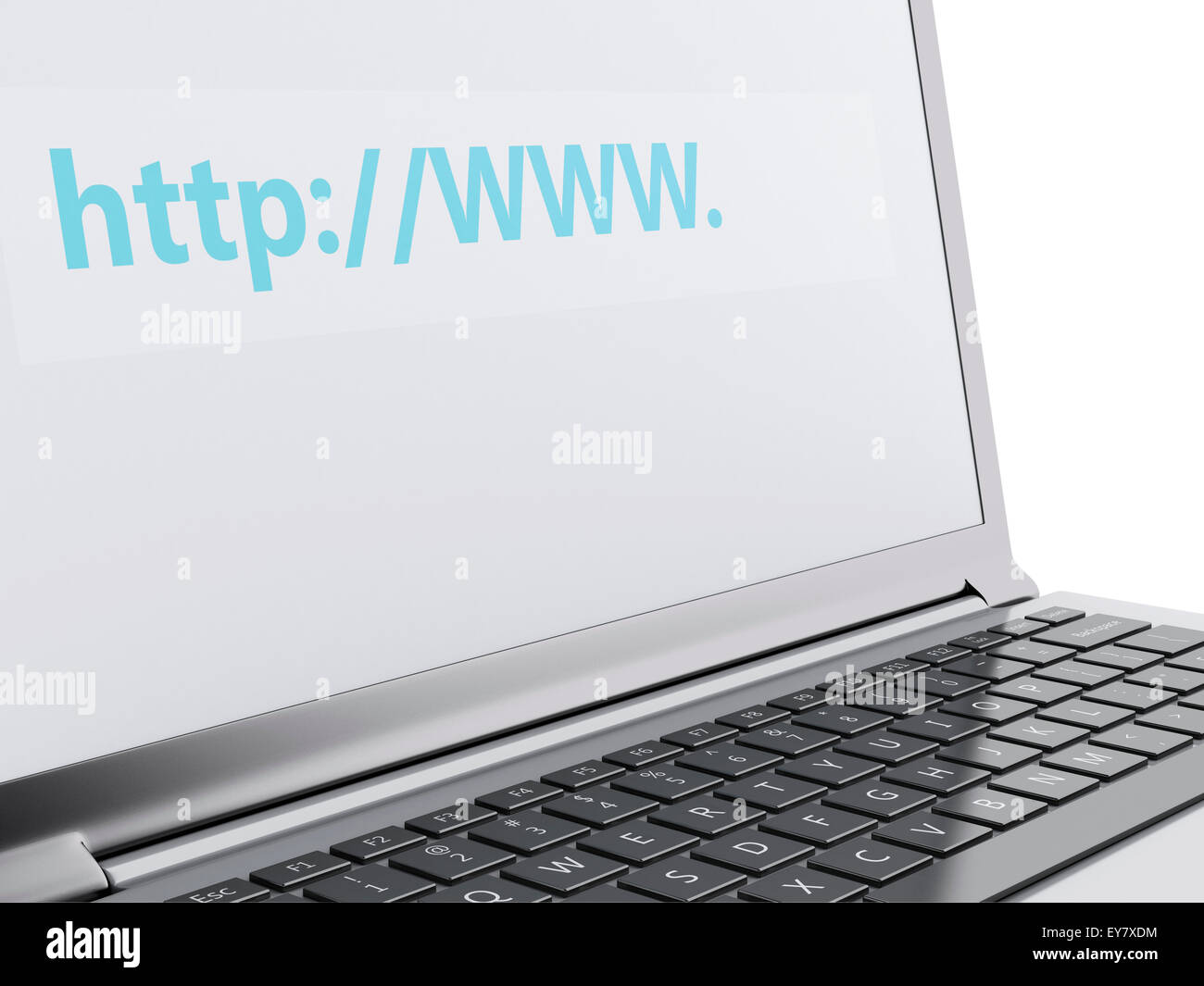 3D-Bild. Suche im Internet auf Laptop pc. Internet-Konzept. Isolierten weißen Hintergrund Stockfoto