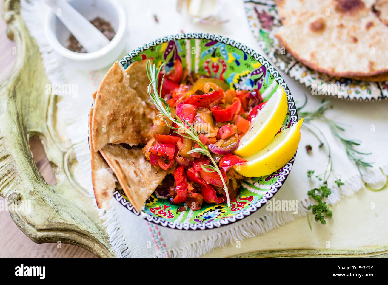 gebratenem mediterranem Gemüse Stockfoto