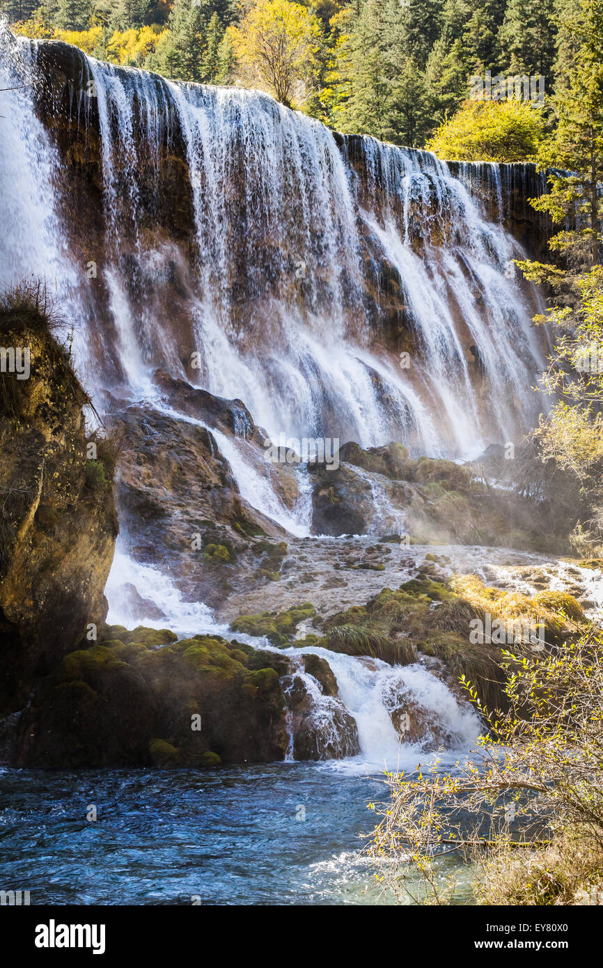 Pearl Shoal Wasserfall Jiuzhaigou landschaftlich in Sichuan, China Stockfoto