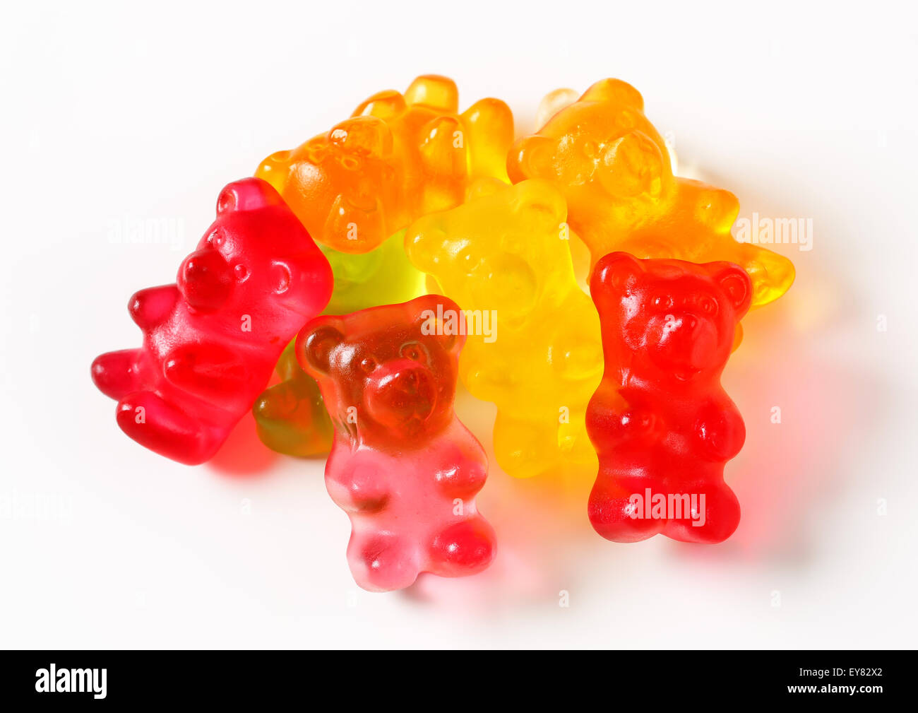 Früchte aromatisiert Gummibärchen in verschiedenen Farben Stockfoto