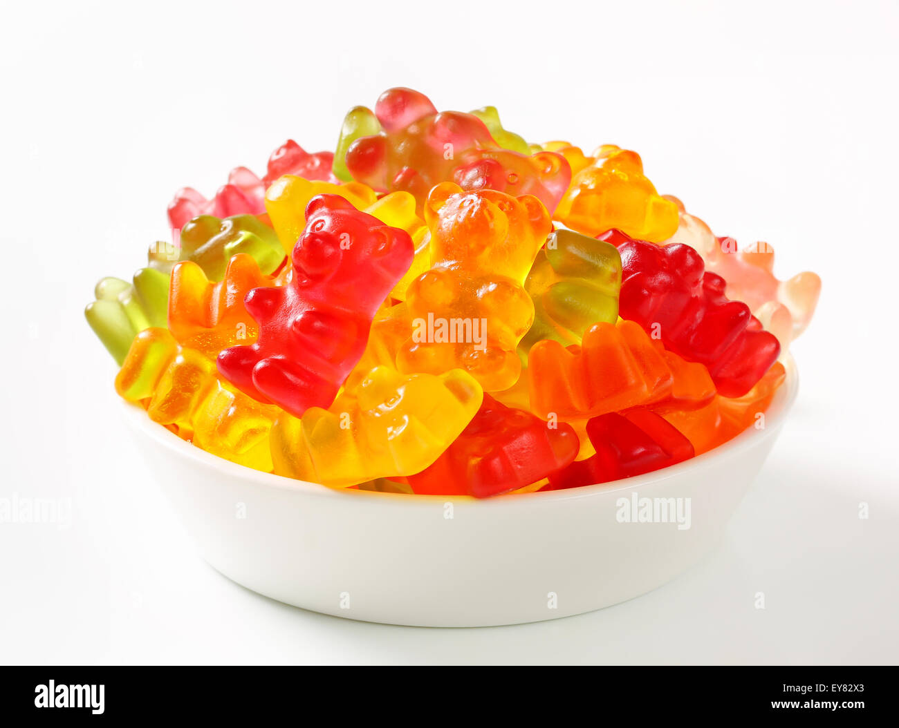 Früchte aromatisiert Gummibärchen in verschiedenen Farben Stockfoto