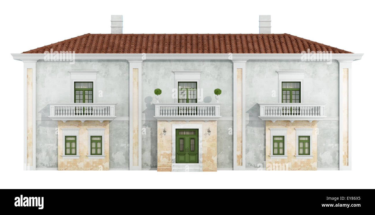 Hohe Auflösung für ein klassisches Haus isoliert auf weiss - 3D Rendering Stockfoto