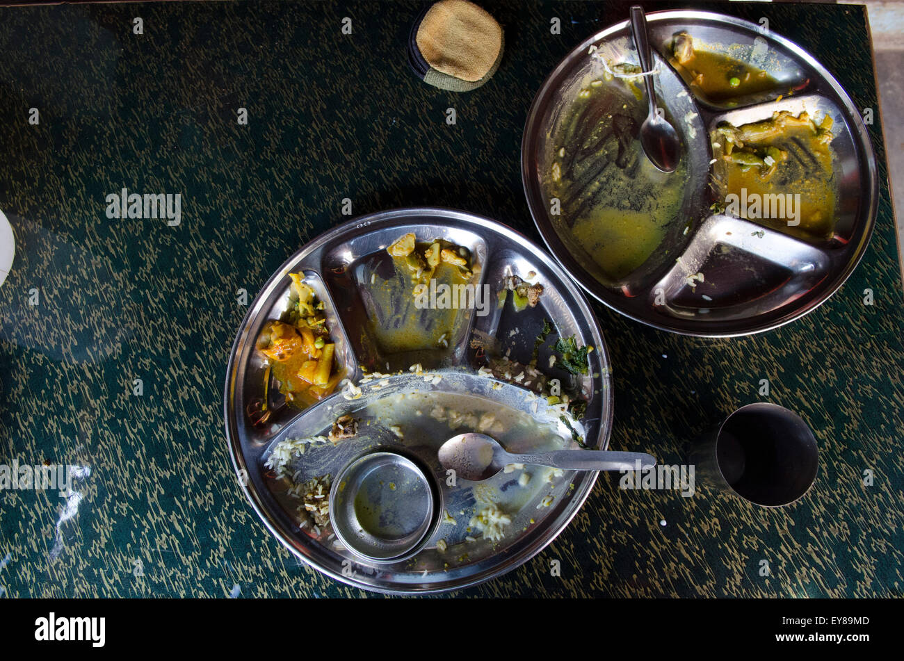Eine fertige Platte von Dahl Bhat Stockfoto