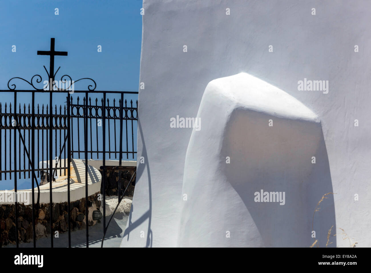 Terrasse, Santorin, Kykladen, Griechenland, Europa Stockfoto