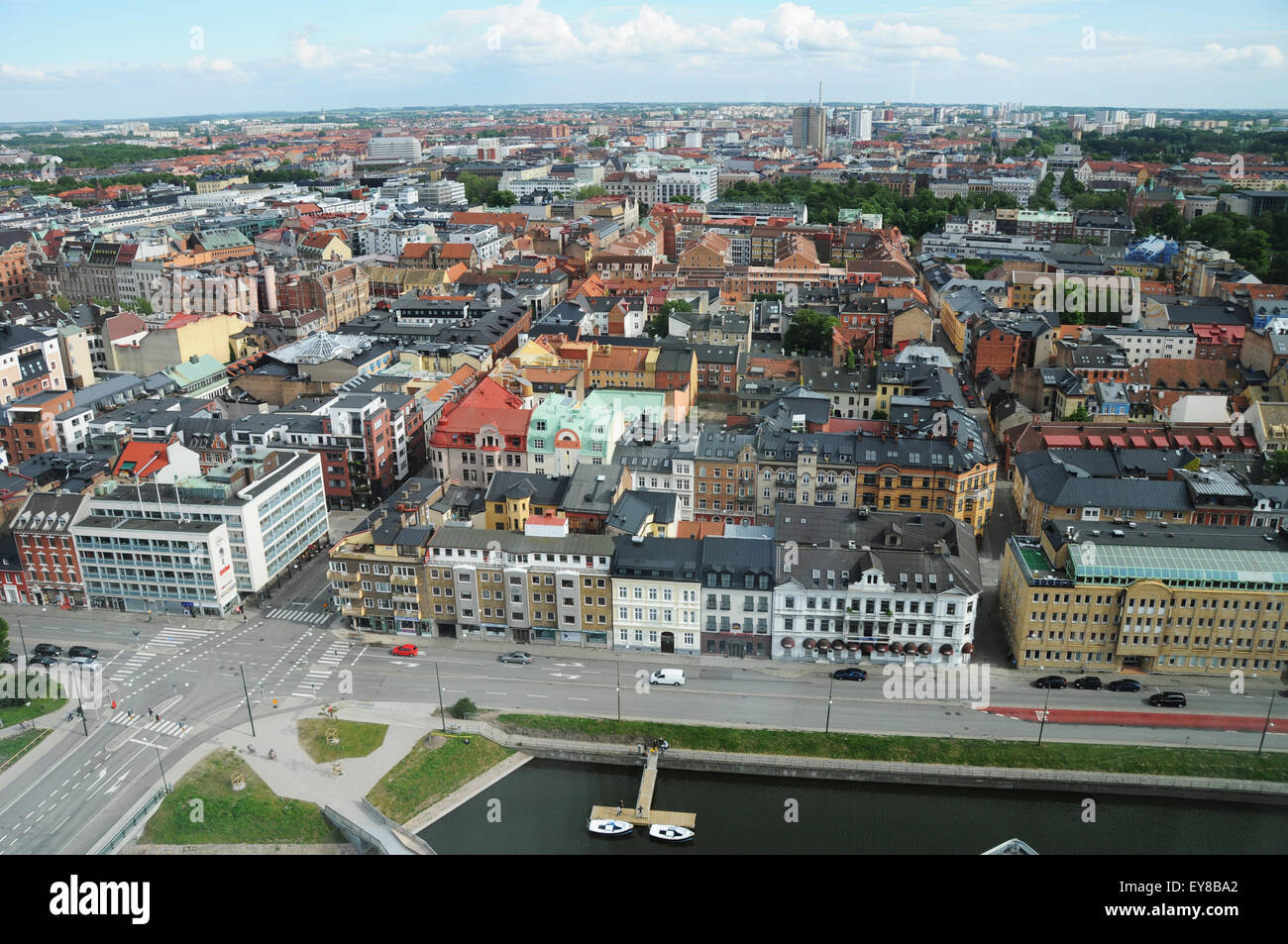 Übersicht über Malmö, die bevölkerungsreichste Stadt in Skåne Grafschaft und die drittgrößte Stadt in Schweden Stockfoto