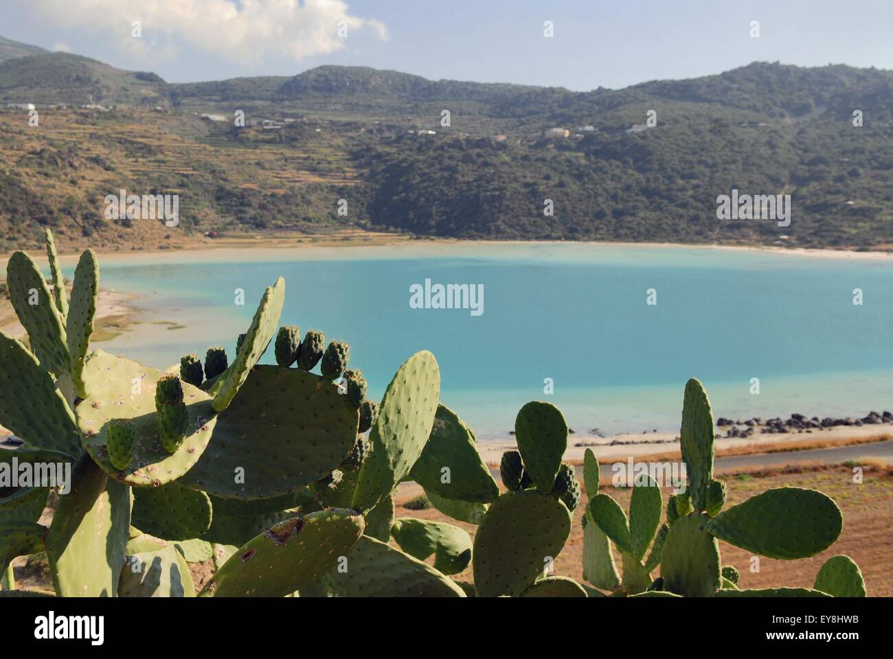 Insel Pantelleria (Sizilien, Italien), See Spiegel der Venus, Vulkansee mit Schlamm Thermen Stockfoto