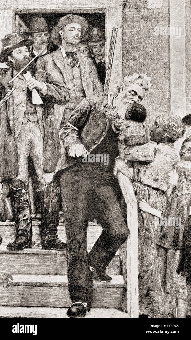 Die letzten Momente von John Brown vor zu seiner Hinrichtung durch den Strang, 1859.  John Brown, 1800-1859.  Weiße amerikanische Abolitionist.  Nach einem Gemälde von Thomas Hovenden. Stockfoto
