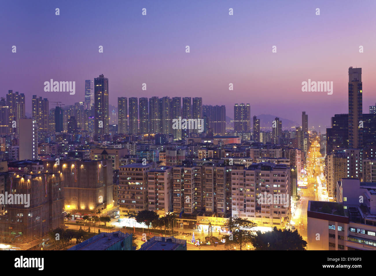 Überfüllte Innenstadt von high-Density-Bereich in Hong Kong Stockfoto