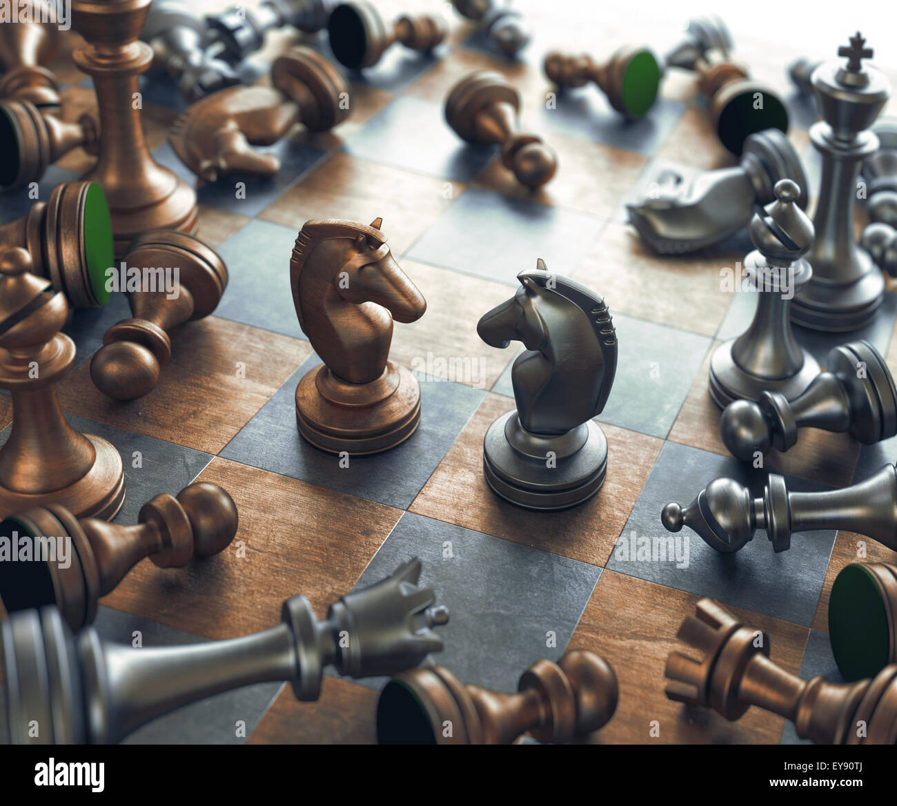 Streit im Schach von Angesicht zu Angesicht. Stockfoto