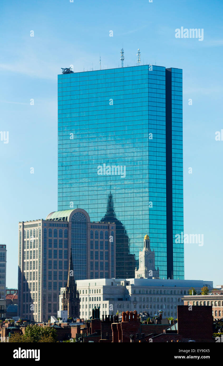 Kirche, Skyline, Boston, John Hancock Tower Stockfoto