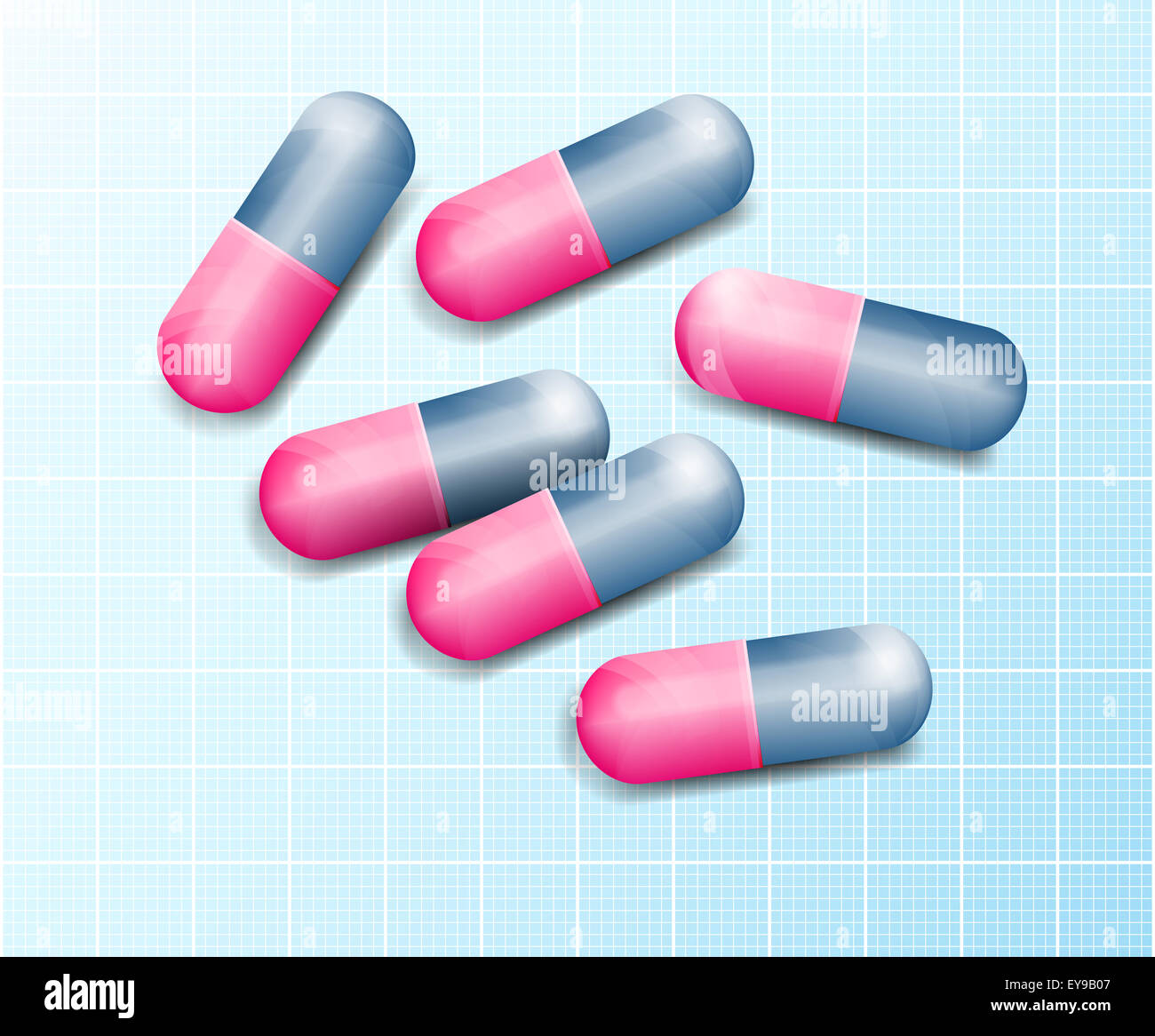 "Kapseln" Pillen mit Schatten--medizinische Gesundheitsversorgung Hintergrund Stockfoto