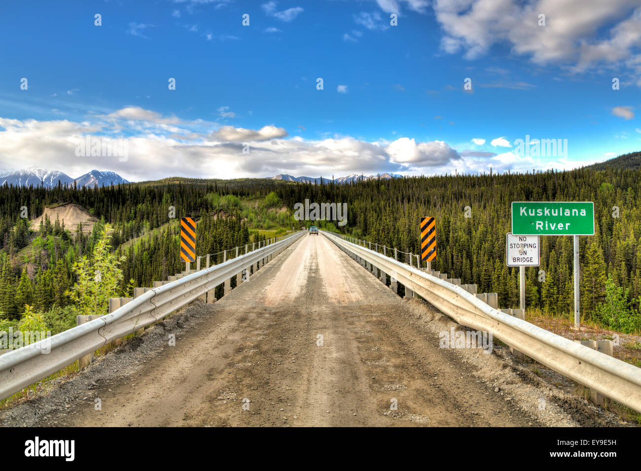 LKW, Alaska, Hdr, Kuskulana-River-Brücke Stockfoto