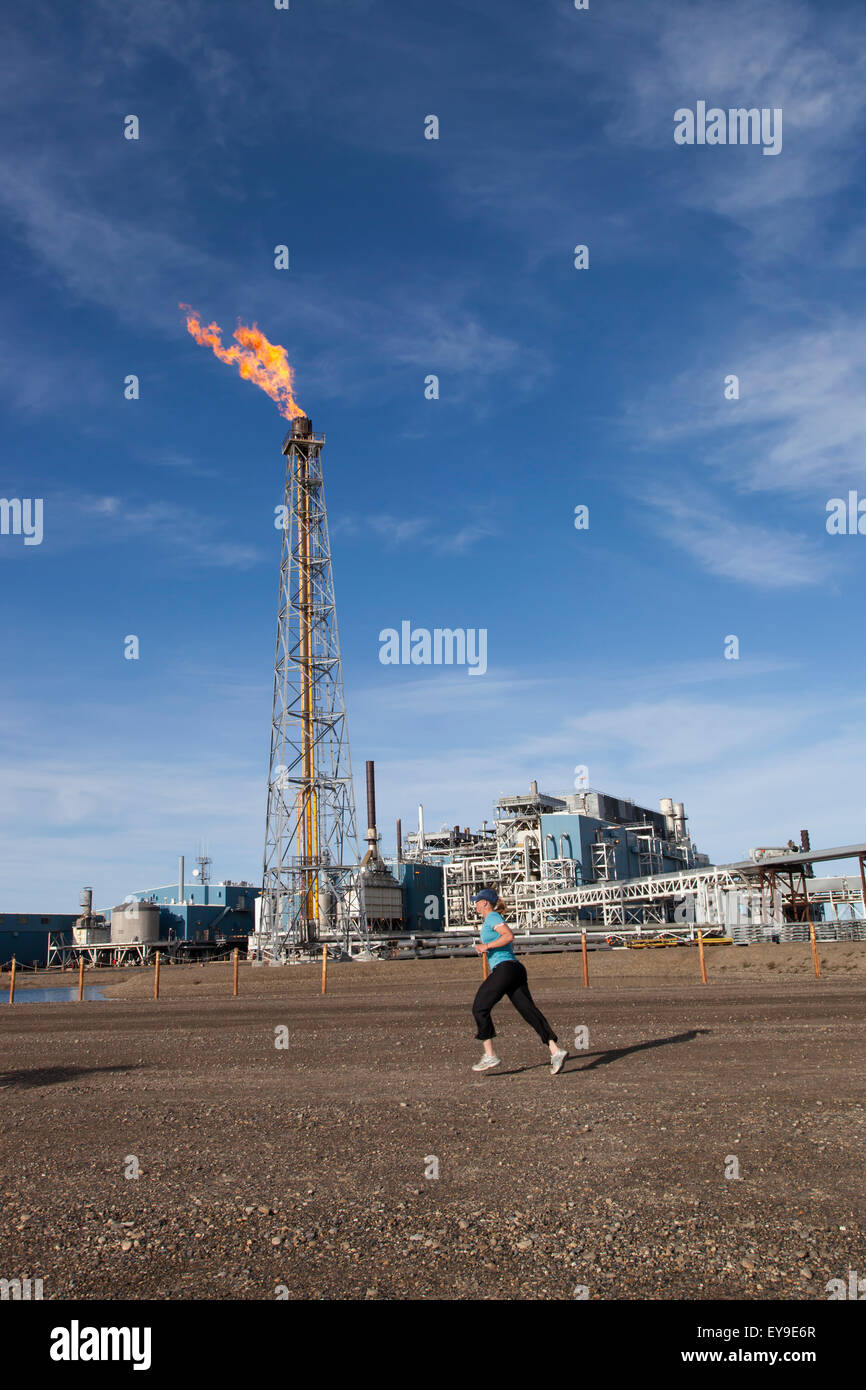 Arbeiter, Joggen, Alaska, fun run, Flamme Turm Stockfoto