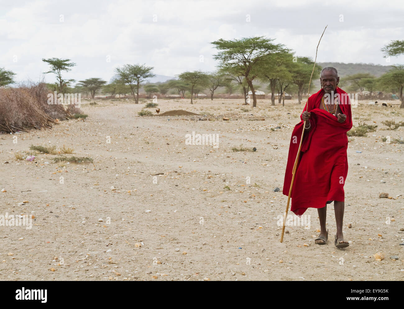 Greis Samburu, Samburu County; Kenia Stockfoto