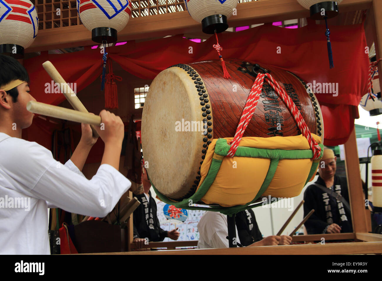 Japanische Kultur, Tradition, Festival, Trommel, Musikinstrument, Stockfoto