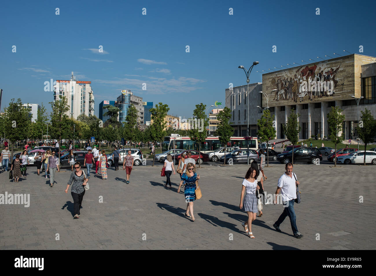 Wichtigste Ort der Hauptstadt Albaniens, Giorgio Castriota Skanderbeg-Platz, Tirana, Albanien Stockfoto