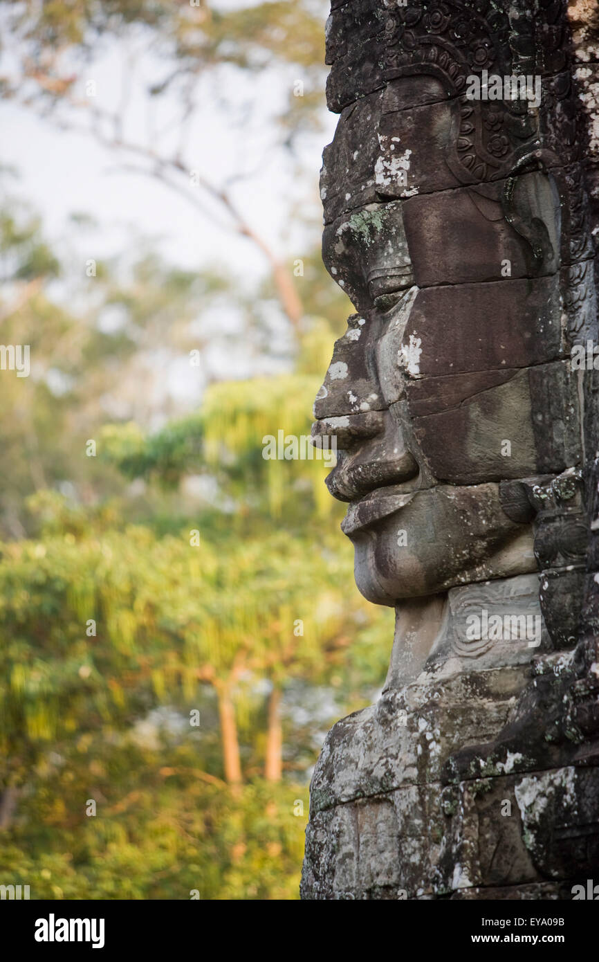Profil von Avalokiteshvara Statue von Bayon Tempel, Angkor, Siem Reap, Kambodscha Stockfoto