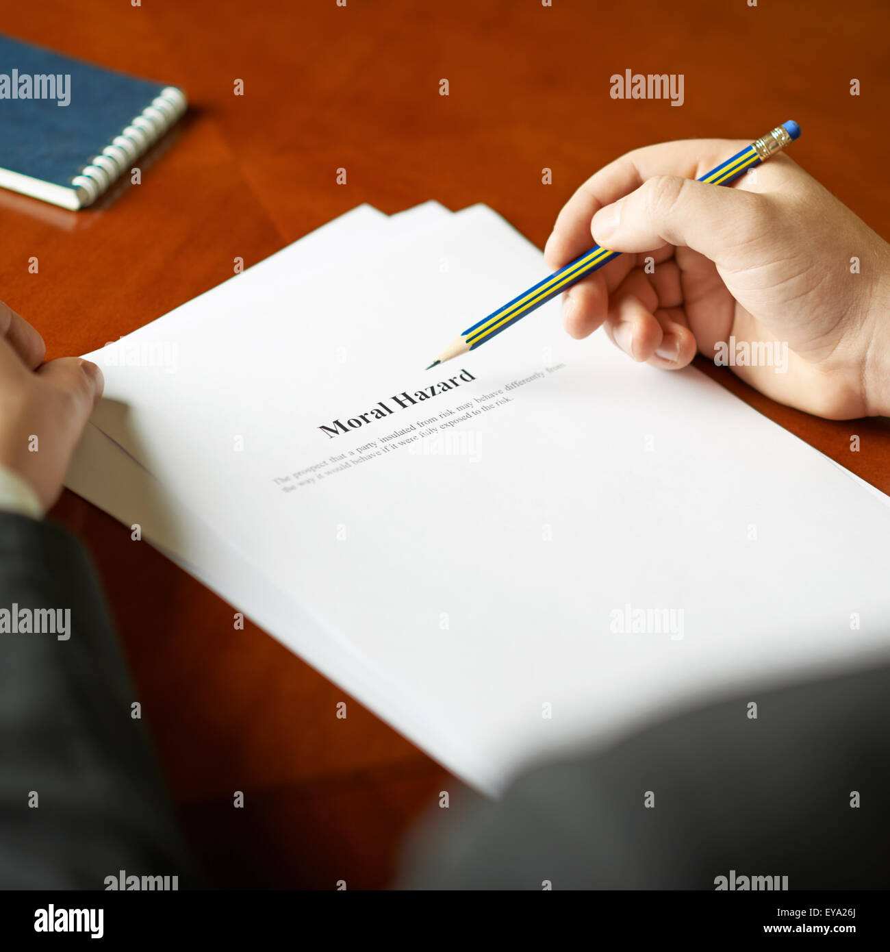 Moral Hazard Definition Zusammensetzung Stockfoto