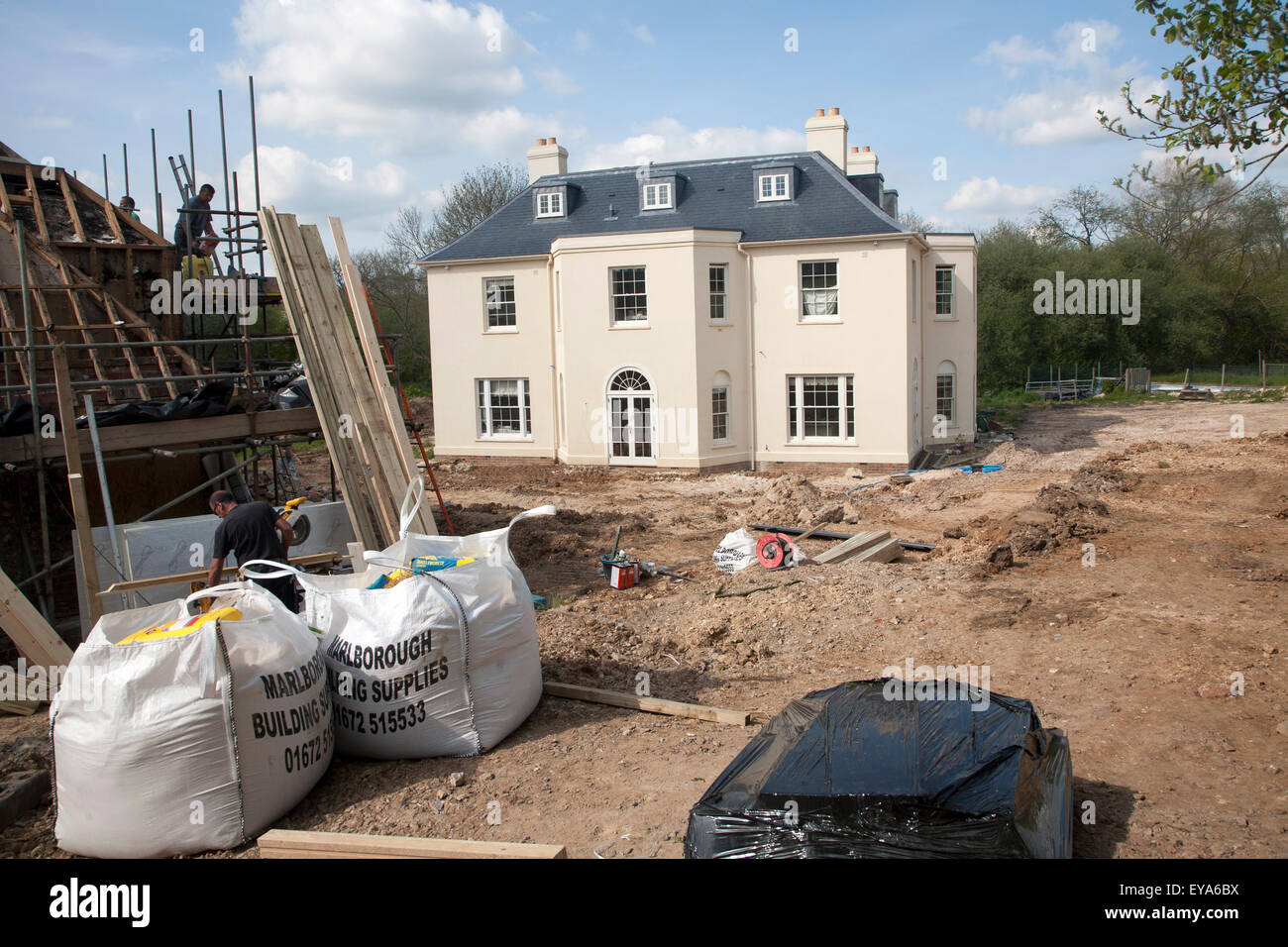 Neu erbauten ländlichen Herrenhaus, Axford, Wiltshire, England, UK Stockfoto