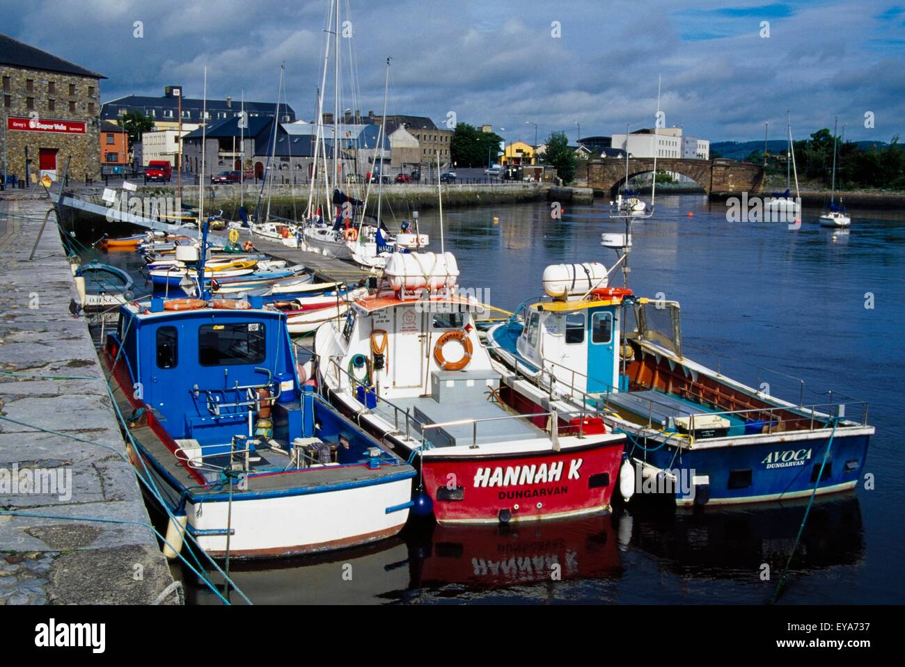 Pier Dungarvan, County Waterford, Irland; Angelboote/Fischerboote In Dock Stockfoto