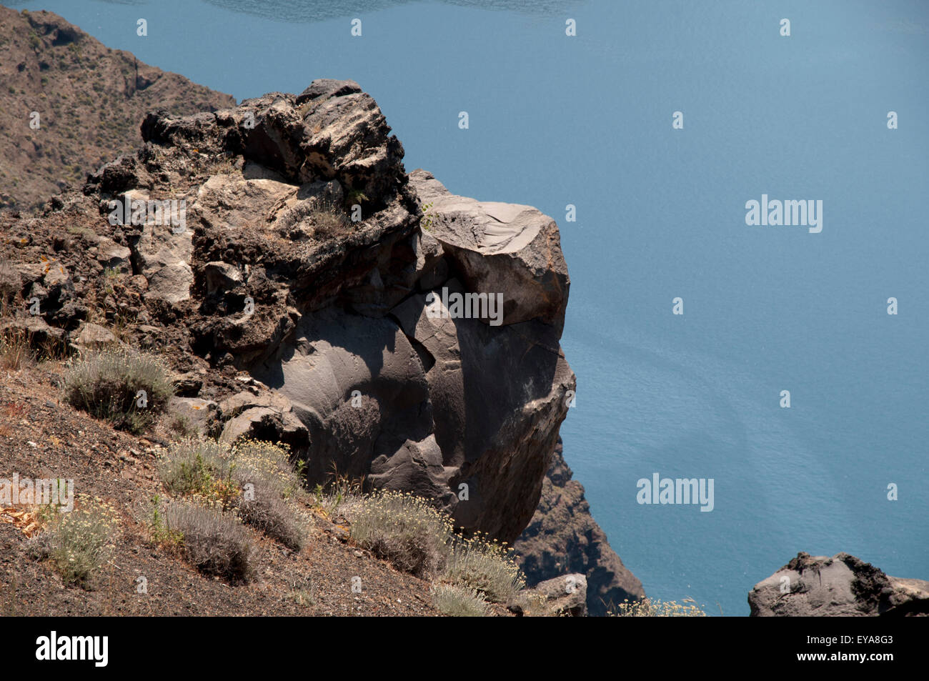 In der minoischen Vulkanausbruch um 1610 BC eine riesige heutzutage überschwemmt Caldera Formled und viel Lava abgelagert wurden. Stockfoto